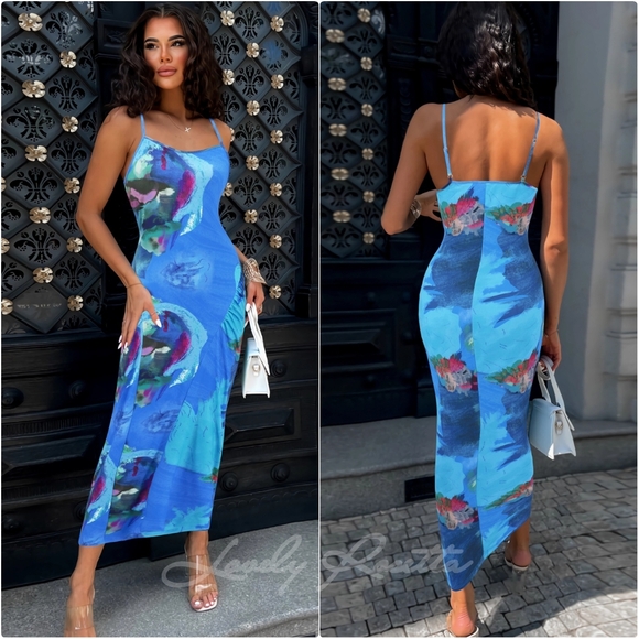 (Out Of Stock) Sherbert Printed Spaghetti Strap Dress - Picture 4 of 5